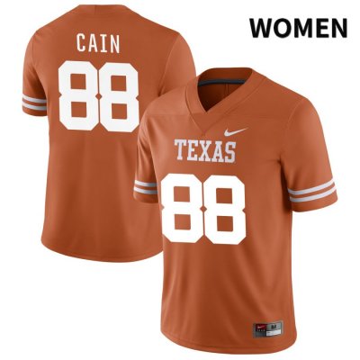 Texas Longhorns Women's #88 Casey Cain Authentic Orange NIL 2022 College Football Jersey QJL58P0H